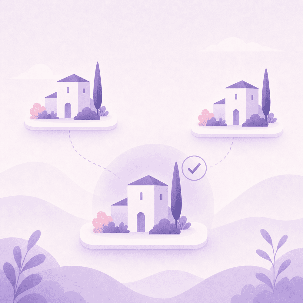 Illustration of the same home advertised three times and recognised as one record